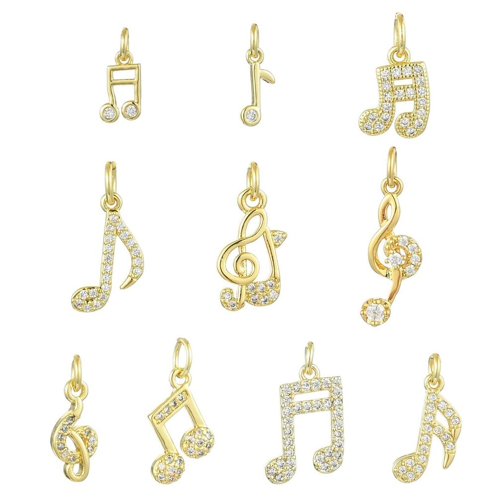 7448 10Pcs Musical Instrument Note Symbols Charms Golden Color Cubic
